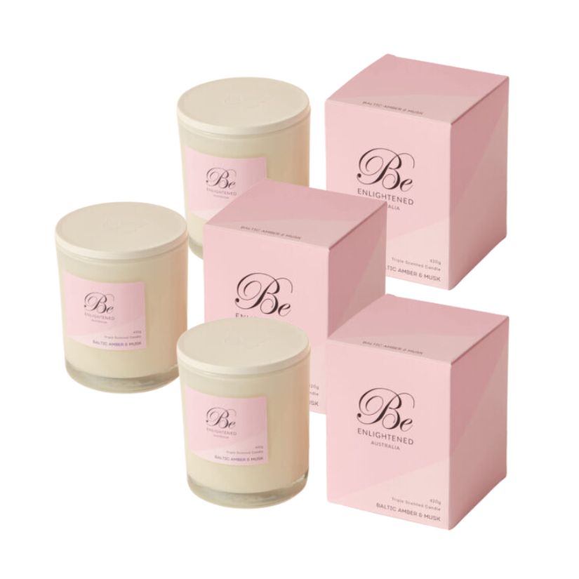 Baltic Amber & Musk Be Enlightened Petite Scented Candle 3 Pk. (25hrs)