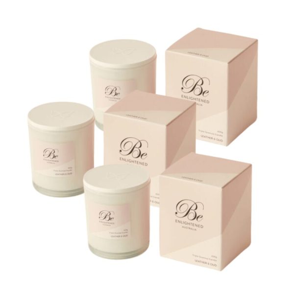 Leather & Oud Be Enlightened Petite Scented Candle 3 Pk. (25hrs)