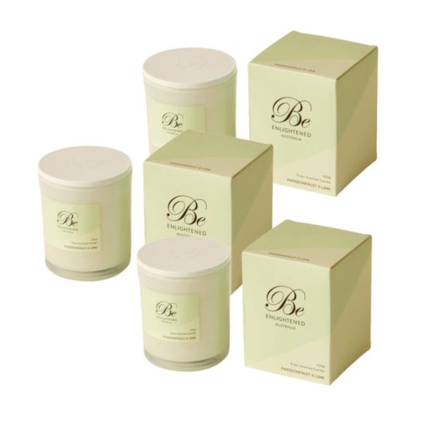 Three Pack Be Enlightened Passionfruit & Lime Elegant Candle